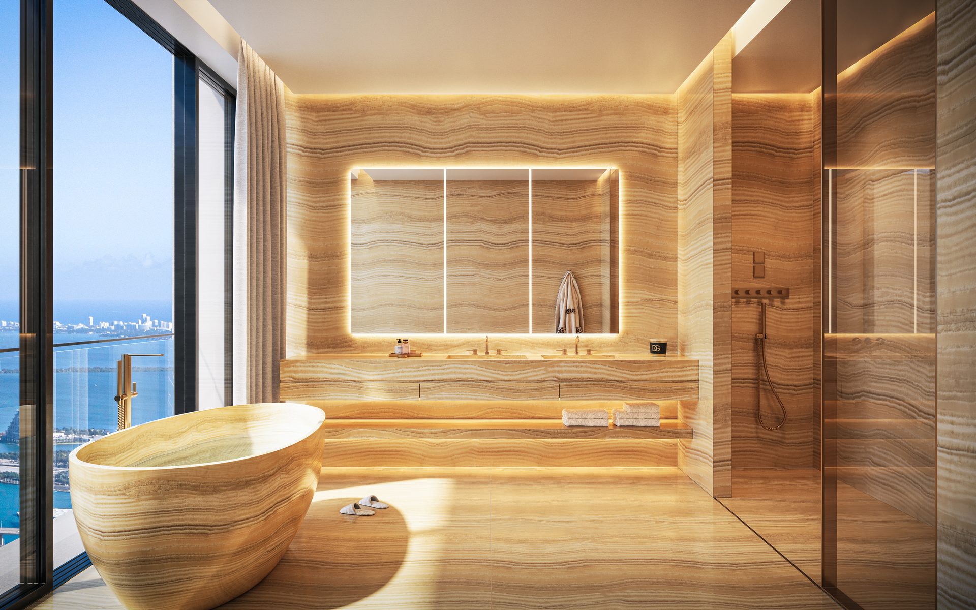 Residence bathroom at 888 Brickell