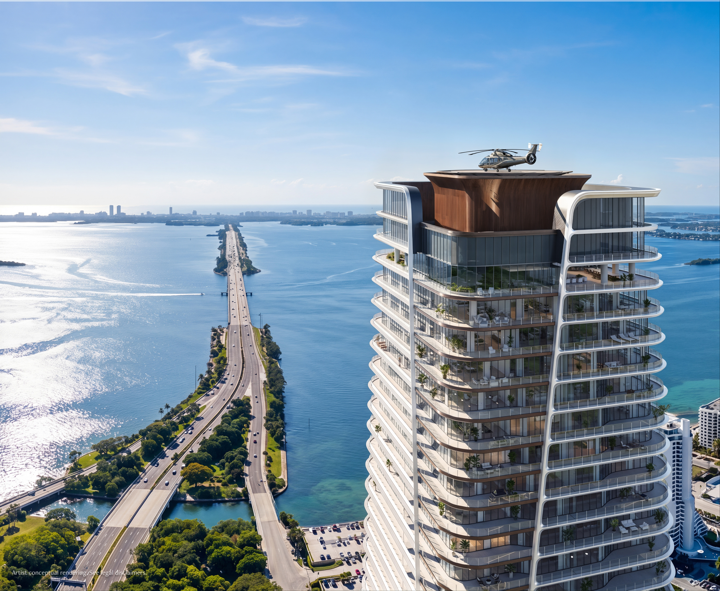 Anantara Residences Miami aerial view over Biscayne Bay