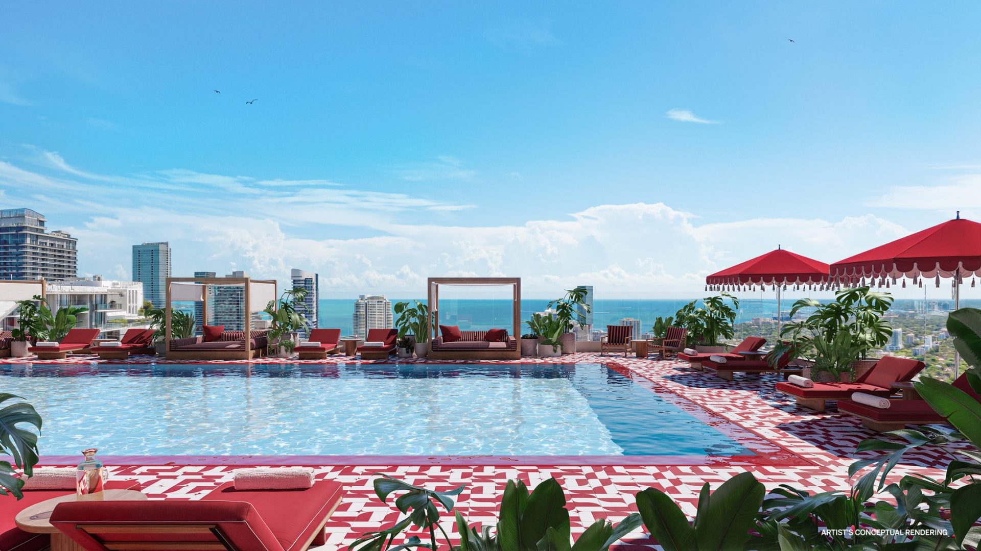 Rooftop pool at The Standard Residences Brickell